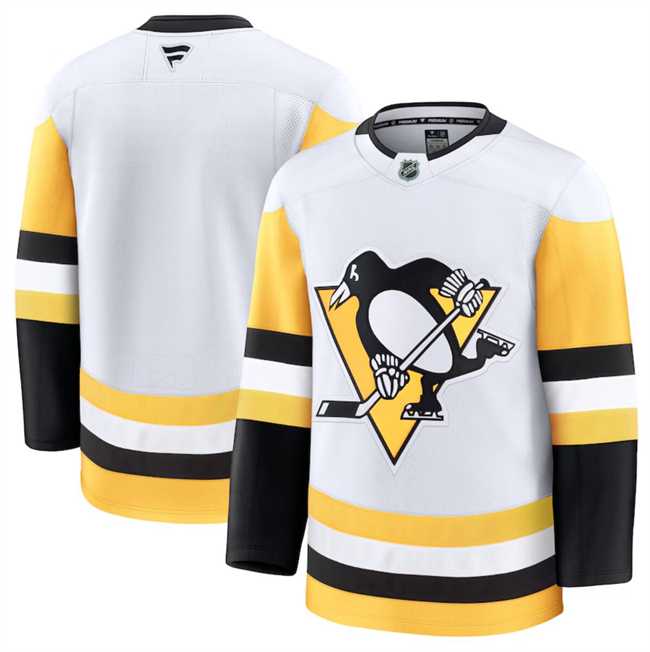 Mens Pittsburgh Penguins Custom White 2024-25 Away Stitched Hockey Jersey